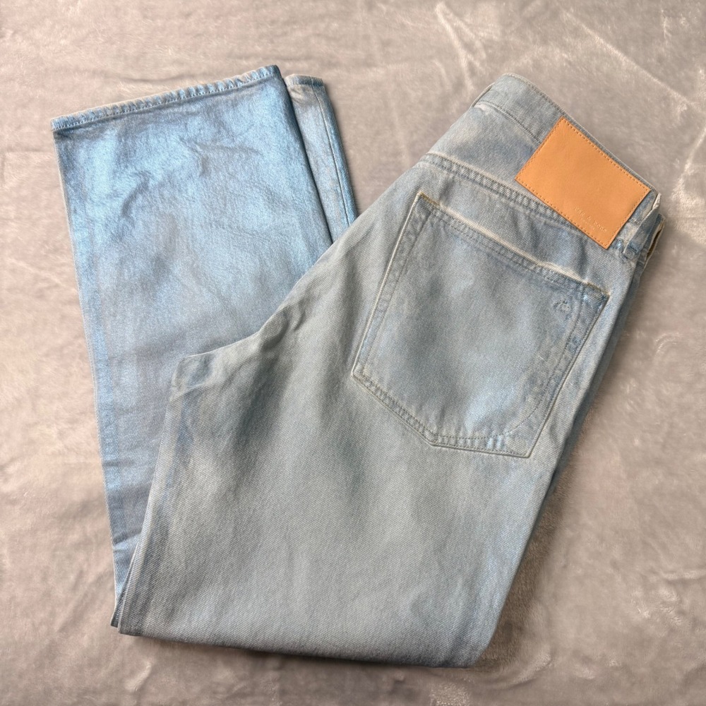 Rag & Bone Maya High-Rise Ankle Straight Jeans Raven Foil WDD19H2645B1RV Size 29